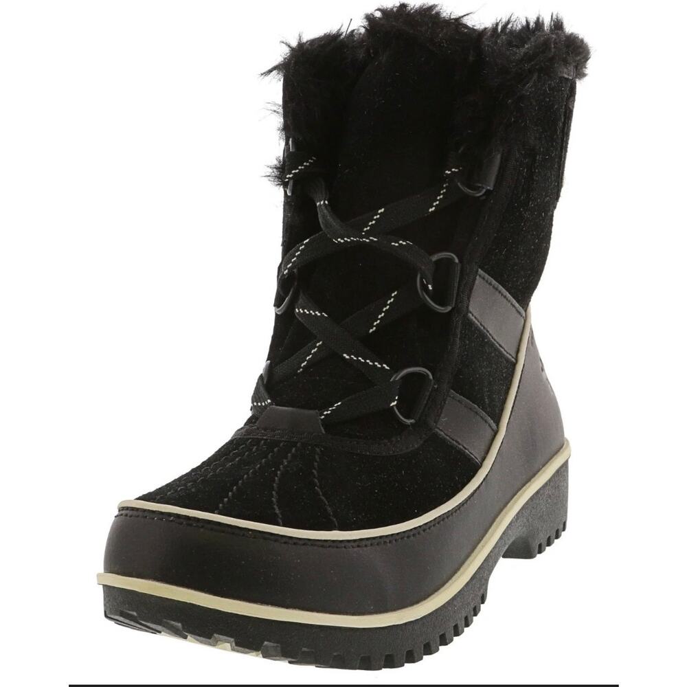 SOREL Tivoli Womens Sz 11 Black Leather Fur Waterproof Boots Rain Mud